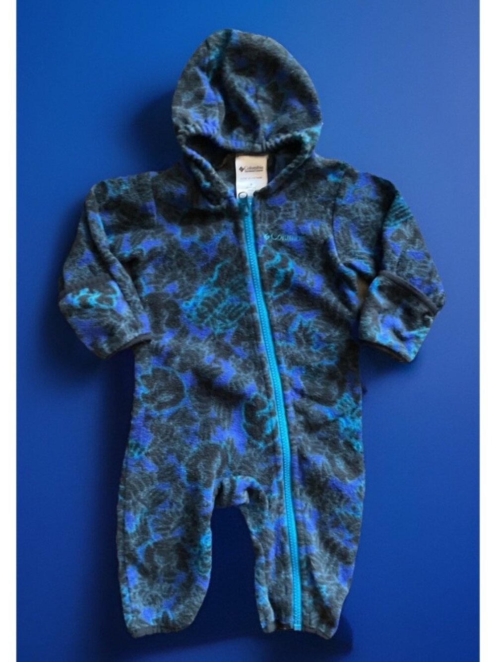 Columbia Rare Baby Vintage Fleece Printed One Piece Hooded 6 Months